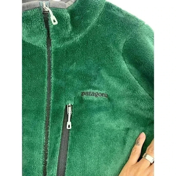 VTG Patagonia Green Deep Pile Fleece Full Jacket XL Mens Outdoor Zipped Pockets - Picture 15 of 16